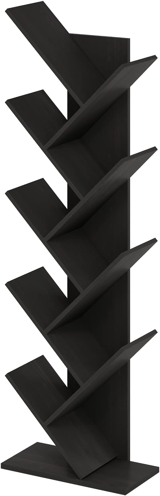 Furinno TREE Book Shelf, 9-Tier Bookshelf, Tree Bookcase with Angled Open Shelf, 8.4 x 15.7 x 50.9, Corner Shelf for Room Decor, for Living Room, Bedroom, Home Office, Espresso