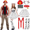 12 Pcs Halloween Dalmatian Dog and Firefighter Couples Costume Set