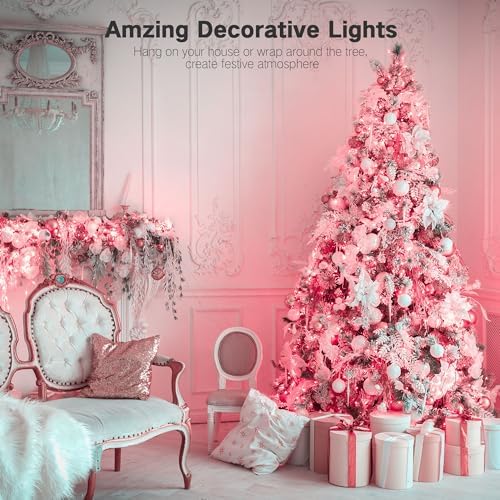 Brizled Incandescent Christmas Light,300 Count, 69.6ft, Pink, for Valentine
