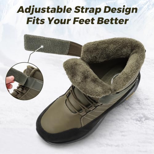 FitVille Wide Width Mens Winter Boots Fur Lined Extra Wide Snow Boot Lightweight Non Slip Outdoor Mens Diabetic Shoes for Flat Feet
