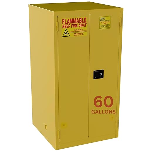 Jamco 60 Gallon Steel Flammable Safety Cabinet, Self-Closing Doors, Yellow | All-Welded Double-Wall Steel Flammable Storage Cabinet, Lockable Doors, 34"W X 34"D X 65"H, Osha & Fm Certified, Made In Usa