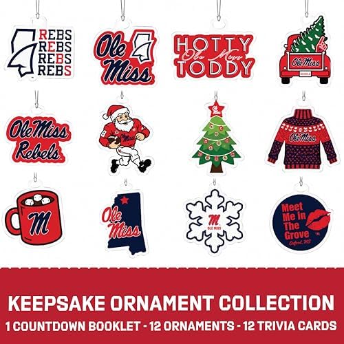 Ole Miss Merch 12-Day Christmas Ornament Advent Calendar Football Gift