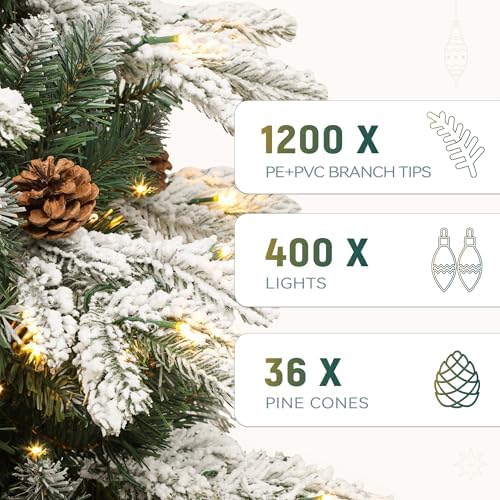 YITAHOME Prelit Layered Pre-Decorated Christmas Tree 7.5ft with Remote