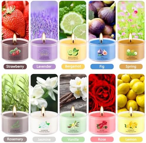 40 Pack Set of Scented Candles, Soy Wax Tea Light Candles