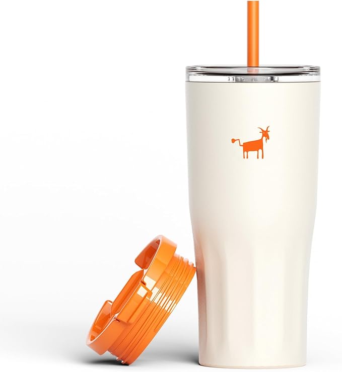 CHEERFUL GOAT Ceramic Lined Coffee Travel Mug – Stainless Steel Travel Coffee Tumbler with Ceramic Liner, with lid, 21 OZ Cup for Hot and Cold Water Coffee at Home, Office, or On the Go (White)