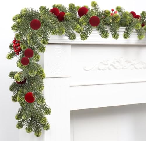 6FT Christmas Garland for Indoor Outdoor Table Fireplace Xmas Decorations