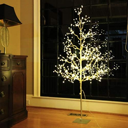LIGHTSHARE 5 ft. LED Tree - Starlit Tree Collection with Warm White LED Angel Lights, 5 Feet, Champagne Gold, Perfect for Home Decor Holiday Party Wedding