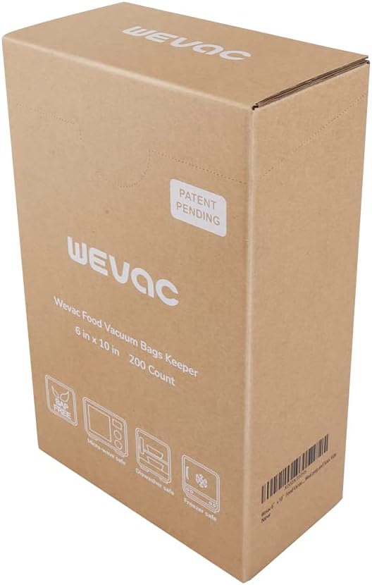 Wevac 6” x 10” 200 Count Food Vacuum Sealer Bags Keeper, PreCut Pint, Ideal for Food Saver, BPA Free, Commercial Grade, Great for storage, meal prep and Sous Vide (Pack of 2)
