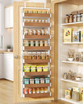 SNTD 8 Tiers Wooden Over the Door Organizer, 17" W x 6" D x 69" H, Walnut