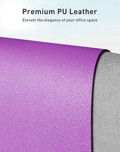 Aothia Faux Leather Desk Mat - Large Mouse Pad, Non-Slip PU Leather Blotter, Waterproof Writing Surface for Office and Home (Iris Violet, 63" x 24")