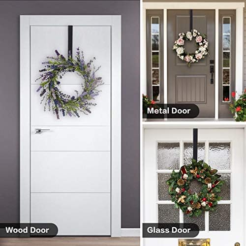 HEYHOUSE Wreath Door Hanger, 2 Pack Adjustable Wreath Hanger for Front Door Decor Halloween Christmas Decorations from 14.9-25", Heavy Duty Metal Over The Door Hooks Organizer 20 lbs Indoor Outdoor
