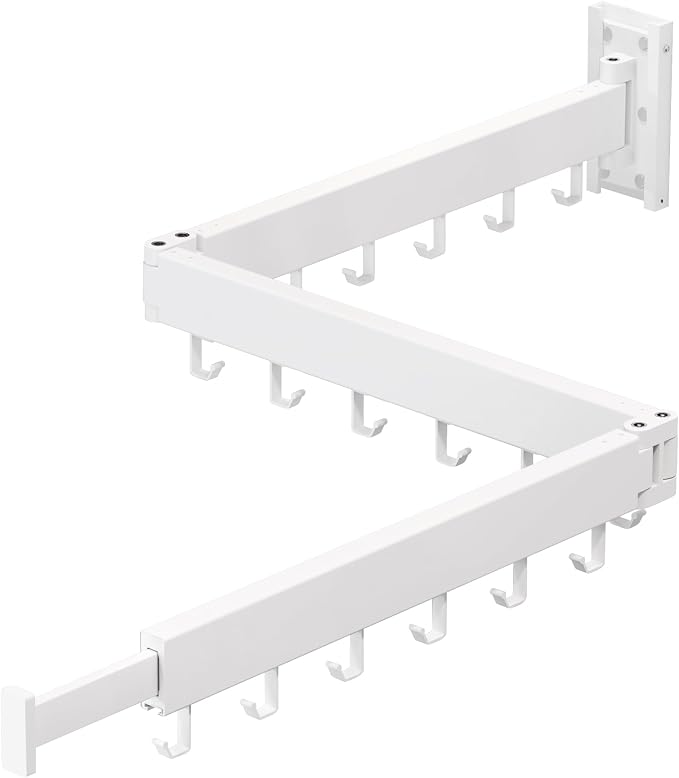 ZdwCyl Clothes Drying Rack,Laundry Space Saver Wall Mounted,Retractable,Collapsible(Tri-Fold), White Color Rack Clothing