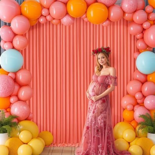 10x10 Orange Backdrop Curtain for Parties Wrinkle Free Orange Photo Curtains Backdrop Drapes Fabric Decoration for Wedding Birthday Party Baby Shower 5ft x 10ft,2 Panels