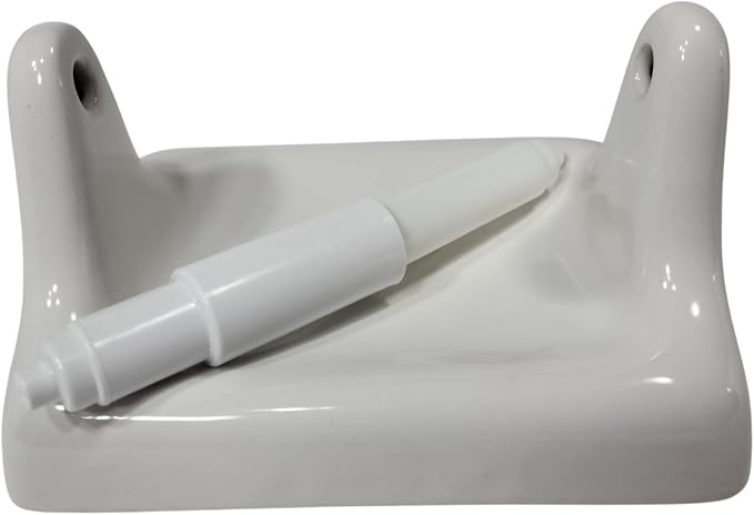 DALTILE Snow White Ceramic TP Toilet Paper Holder Wall Mount Thinset Installation Vintage Mid Century Modern Retro, BA1020T