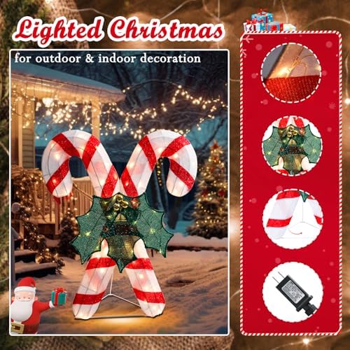 4 FT Lighted Christmas Candy Cane, Pre‑Lit Outdoor Yard Decor