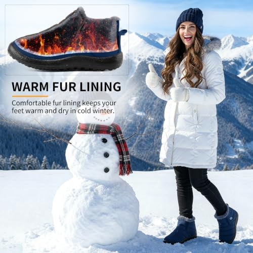 HARENCE Snow Boots for Women Winter Boot with Comfortable Warm Fur Lined Ankle Booties Outdoor Slip On Waterproof Short Boots