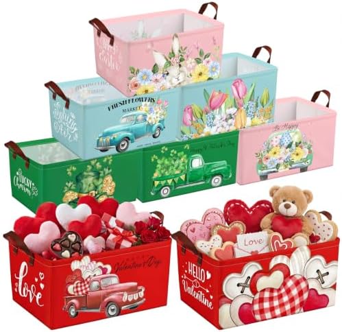 CHENGU 8 Pack Large Gifts Baskets Empty Collapsible Holiday Storage Bin