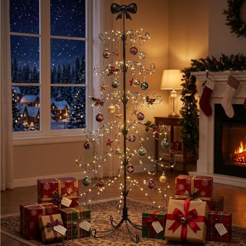 Karl Home 6 ft Wrought Iron Bow-Top Ornament Display Tree, Black