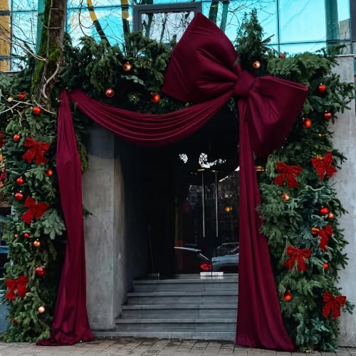 118 x 47 Extra Large Christmas Burgundy Velvet Bow Outdoor