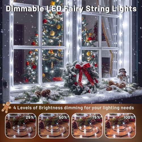 Ollny Christmas Lights Outdoor, 1200 LED 393FT White Fairy Lights Timer