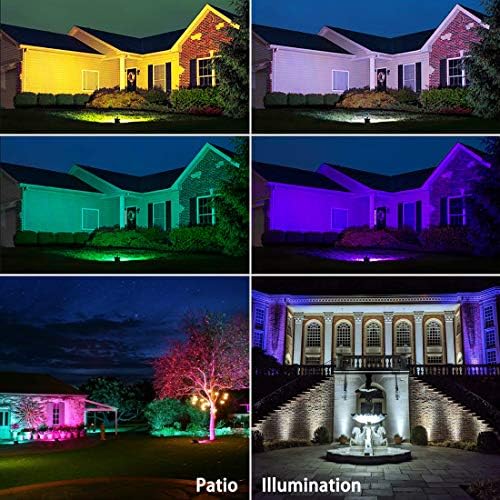 MELPO Led Flood Light 500W Equivalent, RGBW Led Outdoor Lights Colored Floodlight with Remote,50W,5000ML 2700K,120 Colors, Timing, Dimmable, Custom Modes, Landscape Lighting (6 Pack)