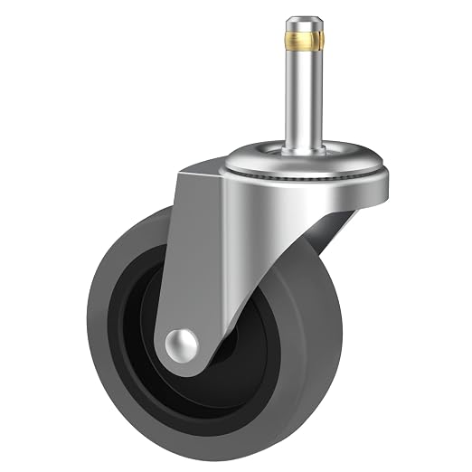RILIDRI 3-Inch Swivel Stem Caster for Rubbermaid Mop Bucket Utility Cart, 7/16-Inch Stem Diameter Rubber Wheel Set of 4, Heavy Duty TPR Weber Grills Shop Vac Replacement Wheels