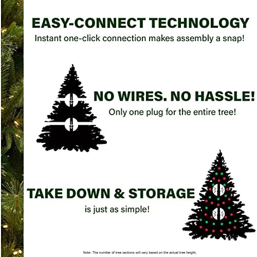 Fraser Hill Farm Woodside Pine Christmas Tree, 7.5 Feet Tall, Artificial Tree with Metal Base Includes White Incandescent Smart Lights, Artificial Holiday Tree Easy to Set Up and Easy to Connect