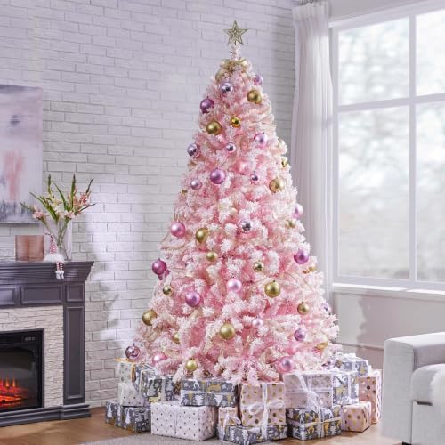 Yaheetech 7.5ft Pre-Lit Pink Artificial Christmas Tree with 550 Lights