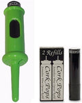 Cork Pops Original Wine Bottle Opener, 6.5 Inch – Made in USA, Effortless Push-Button Cork Removal, Includes Cartridge (Opens Up to 60 Bottles) (Green, 3 Cartridges)
