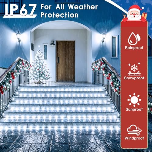 1200 LED Christmas Lights 394 FT Cool White Outdoor Remote Plug