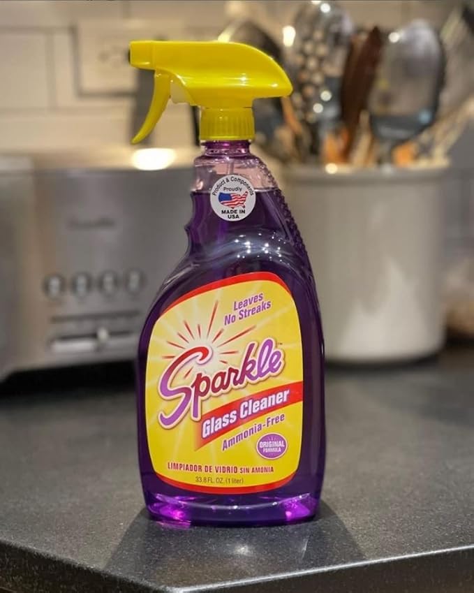 Sparkle Glass Cleaner Spray, Ammonia-Free Original Formula Glass Cleaner, Leaves No Streaks (33.8 Fl Oz, Pack of 3)