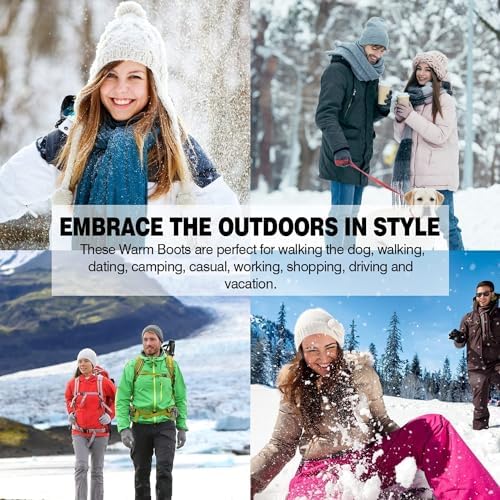JSWEI Winter Boots for Women - Soft Comfortable Faux Fur Mid Calf Winter Snow Boots Totes Boots Lace up Snow Boots Winter Boots with Insulated Black for Outdoor