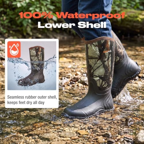 HISEA Men's Rain Boots Neoprene Rubber Boots Waterproof Insulated Mud Boots