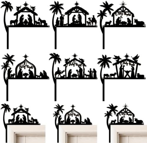 Qunclay 36 Pcs Christmas Door Toppers Jesus Nativity Scene Topper Frame
