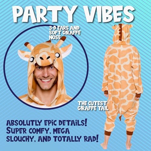 Funziez! Adult Onesie Halloween Costume Animal Dinosaur Shark Unisex Plush One Piece Cosplay Suit for Adults, Men and Women