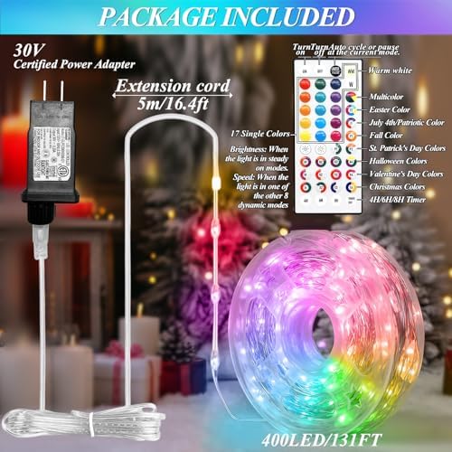Lovelite 400 LED Christmas Fairy Lights Color Changing, 131 FT 35 Colors String Lights with Remote Silver Wire, Waterproof Fairy Light Plug in for Halloween Xmas Party Bedroom Wedding Indoor Decor