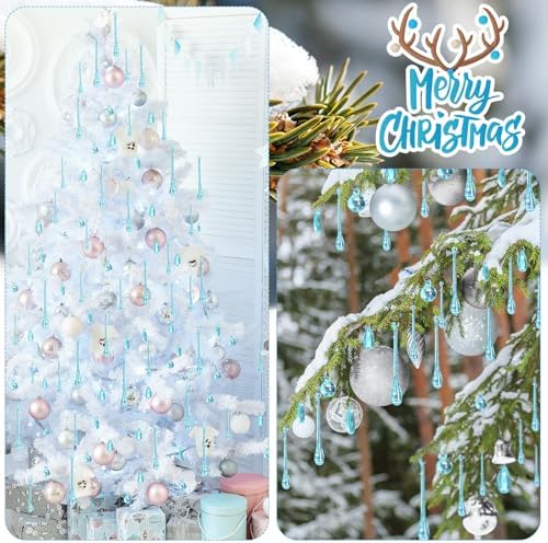 Vercraft 100 Pcs Christmas Tree Acrylic Hanging Ornaments, Blue