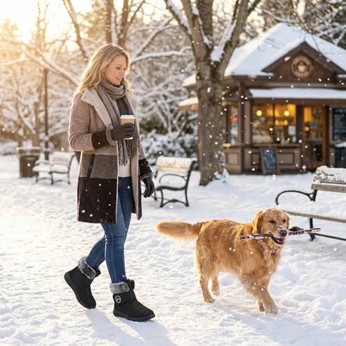 Reimferce Womens Snow Boots for Winter: Comfortable & Warm for All Day Wear - Waterproof Non Slip Booties for Commute Outdoor Walking