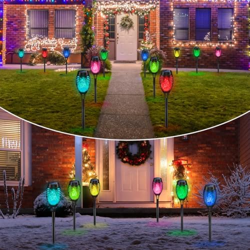 Christmas Decorations Outdoor, Multicolor Flickering Solar Christmas Lights
