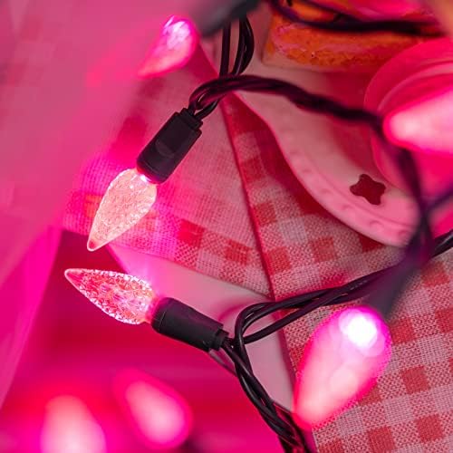 YULETIME 140 Pink C6 Christmas String Light, 2-Set 36 ft 70ct One-Piece LED