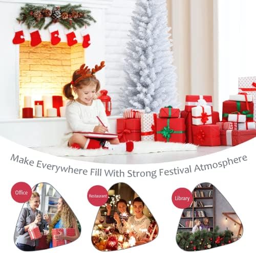 5FT White Pencil Christmas Tree, Artificial Christmas Tree w/Premium PVC Needles, Pine Tree w/Solid Metal Stand, Ideal for Home, Office, Shops, Holiday Decoration