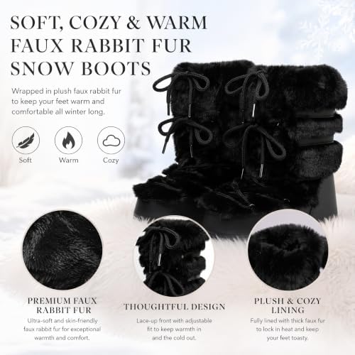 Furry Faux Fur Boots for Women Fuzzy Fluffy Winter Snow Boots Mid Claf