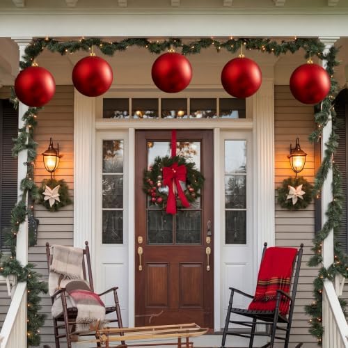 Threan 8 Inch Large Red Matte Christmas Ball Ornaments