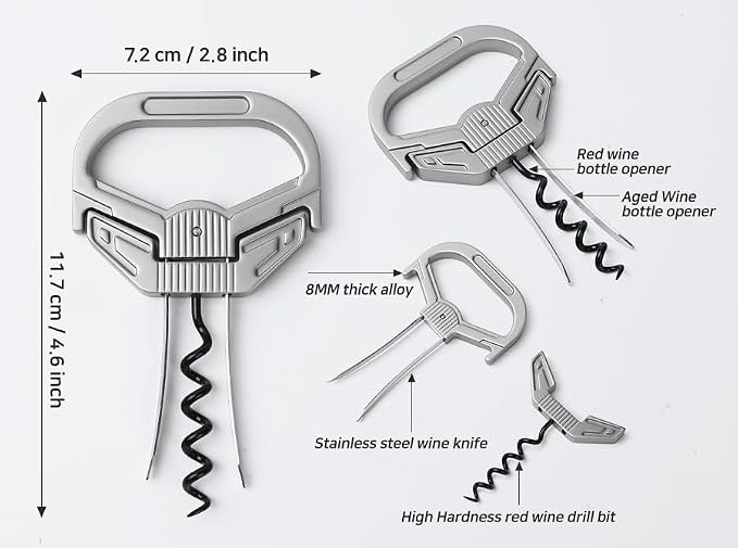 Professional Wine Opener for Vintage Bottles - Hybrid Corkscrew & Ah-So Cork Puller Set, 304 Stainless Steel Two-Prong Remover for Fragile Old Corks, Recognized by Sommeliers