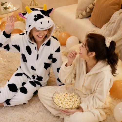 Snug Fit Unisex Adult Onesie Pajamas, Flannel Cosplay Animal One Piece Halloween Costume Sleepwear Homewear