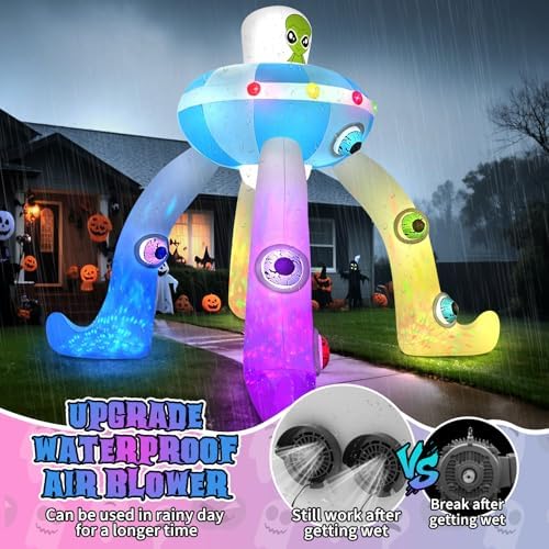 Kalolary 12FT Halloween Inflatables Archway UFO Alien