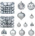 Christmas Tree Balls Ornaments Set, 48 Pcs Shatterproof Plastic Decorative Baubles Shiny Hanging Ball Ornaments for Xmas Tree Holiday Party Wedding Decoration, Silver