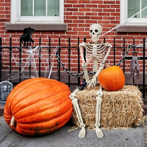 36" Skeleton Halloween Decorations, 3FT Life Size Skeleton Posable Joints