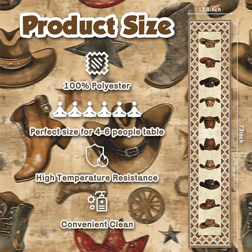 Western Party Decorations - Western Cowboy Table Runner for Cowboy Party Decorations | Western Backdrop for Home Decor - Western Cowboy Party Favors Supplies for Home Kitchen