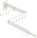 BOQORAD Wall Mounted Clothes Hanger Rack, Clothes Drying Rack,Laundry Drying Rack,Collapsible Clothes Rack Wall Mount, Retractable Drying Rack Clothing,can Fold Upward & Left & Right,White Color